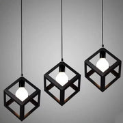 Lampadario a forma di cubo, STRUKTUR Linear Trio, 3x E27, Nero, Lucentezza del metallo Titolo predefinito industriale Alessandro Design