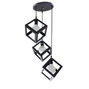 Lampadario a forma di cubo, STRUKTUR Cluster, 3 x E27, Nero, Lucentezza del metallo Titolo predefinito industriale Alessandro Design