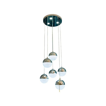 Lustra LED suspendata cu telecomanda JEREMIAS 63W, 6 Elemente, lumina Rece/Calda/Neutra, Dimabila, Argintiu, Inaltime Reglabila Lustre Moderne Default Title Alessandro Design