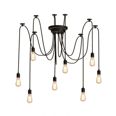 Lampadario Kappa 8xE27, Nero, Metallo, 730/8