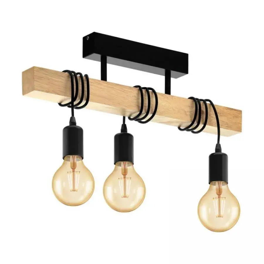 Lampadario Timber Trio, 3xE27, Nero, Legno Lampadari vintage Titolo predefinito Alessandro Design
