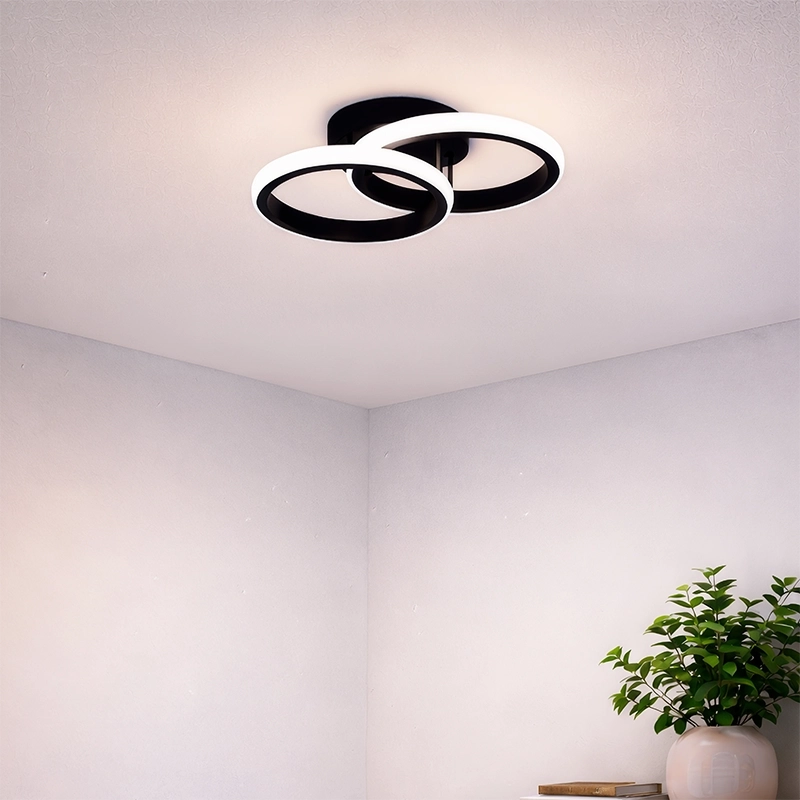 Lampadario LED VERTEX CIRCULA 21W, 2 Cerchi, Strutture in Metallo, Luce Fredda/Calda/Neutra 3000K/4000K/6000K, Nero, Lampadari LED in metallo Titolo predefinito Alessandro Design