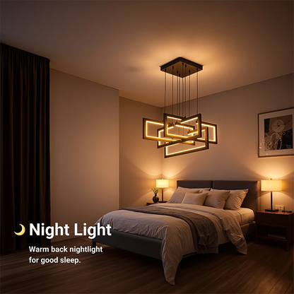 Lampadario LED con Telecomando, Sospensione 96W, 4 Elementi, Luce Fredda/Calda/Neutra, Dimmerabile, Altezza Regolabile, Nero Lampadari LED con Telecomando Titolo predefinito Alessandro Design