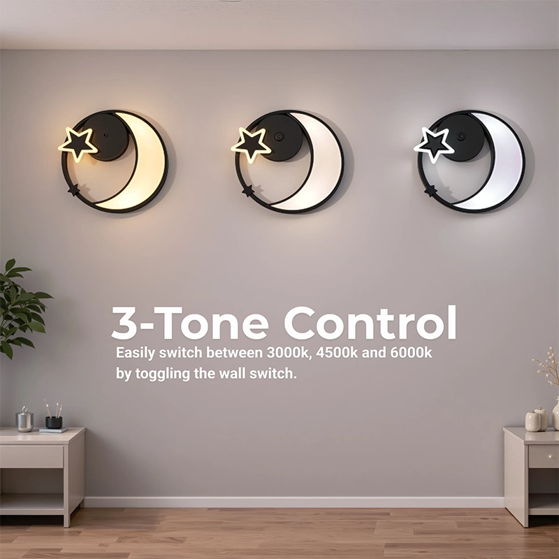Lampadario a LED con telecomando ALYONA 44W, Luna e Stella, Luce Fredda/Calda/Neutra, Dimmerabile, Nero Lampadario a LED con telecomando Titolo predefinito Alessandro Design