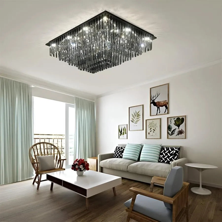 Lampadario di cristallo, Brady, 14xE14, rettangolare, Lampadari di cristallo grigio Titolo predefinito Alessandro Design