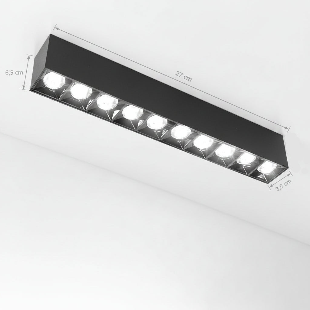 Proiettore Lineare LED Grid Applicata 15W, Luce Neutra 4000K, 10 sorgenti, Plafoniere LED 27 x 3,5 x 6,5 cm Titolo predefinito Alessandro Design