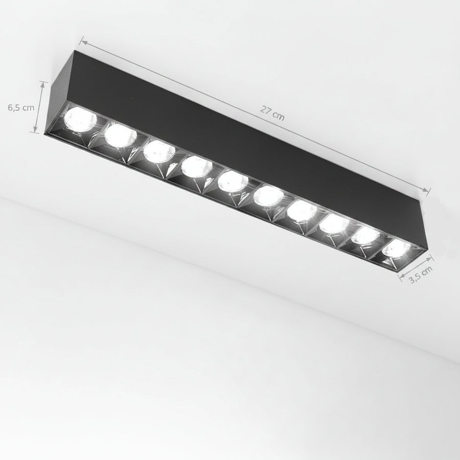 Proiettore Lineare LED Grid Applicata 15W, Luce Neutra 4000K, 10 sorgenti, Plafoniere LED 27 x 3,5 x 6,5 cm Titolo predefinito Alessandro Design