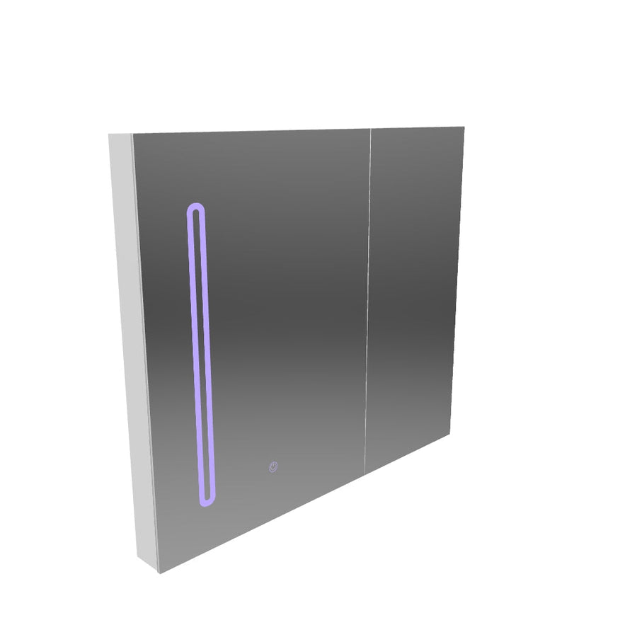 Specchio LED con Contenitore PLANO 80x70 cm Bianco Sensore Touch e Contenitore