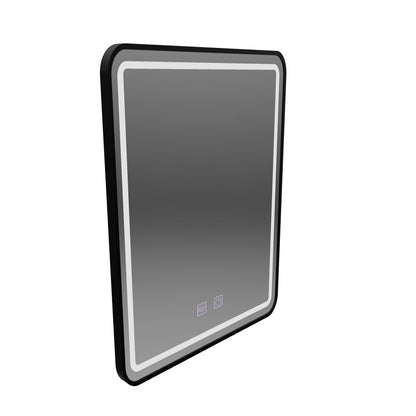 Specchio LED rettangolare, 45x60 cm, EDGE Touch, sistema Demister, cornice nera