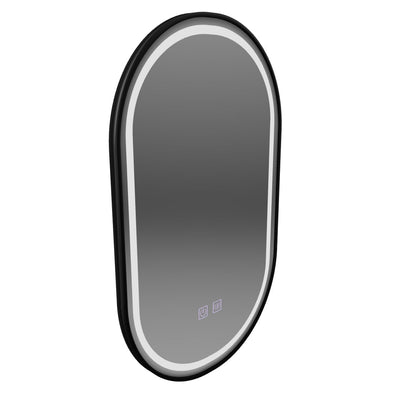Specchio ovale LED 60x100cm VETRO, 22W, sistema antiappannamento dimmerabile touch, cornice nera