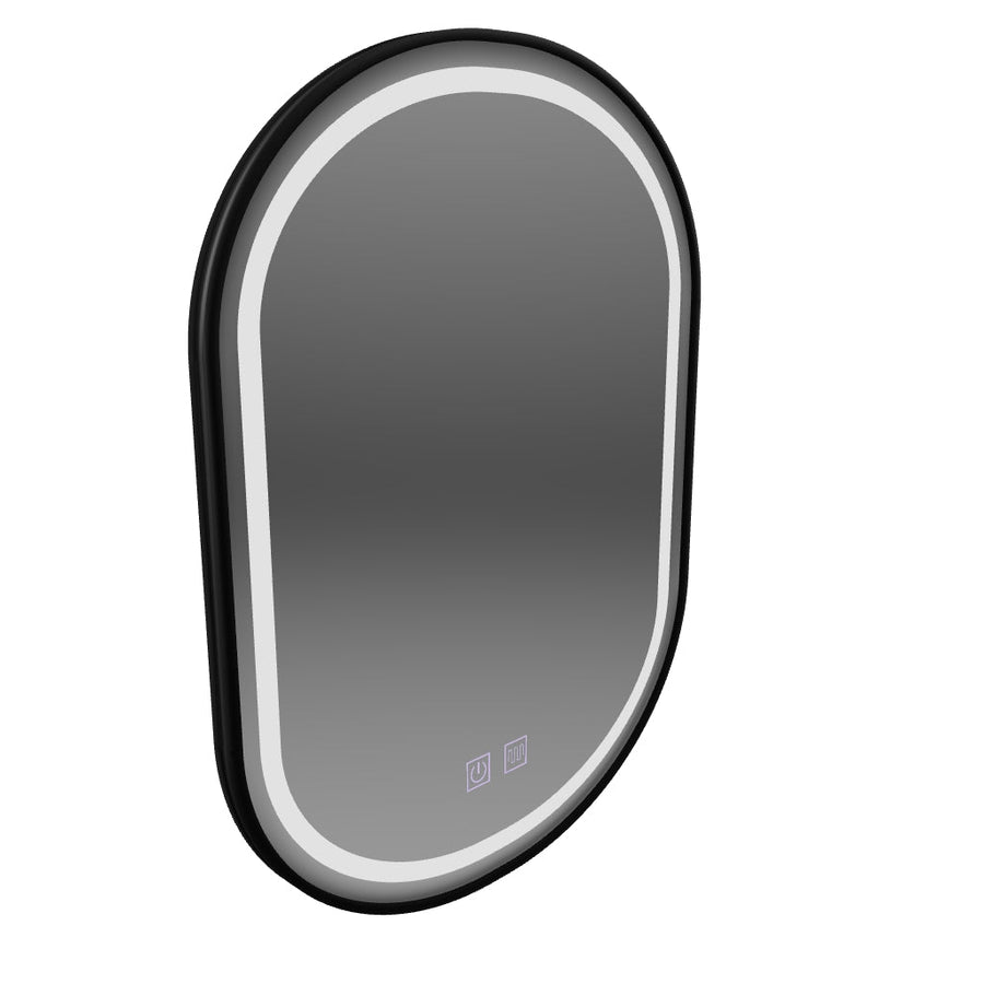Specchio ovale a LED 60x80 cm VETRO Sistema antiappannamento dimmerabile touch, cornice nera