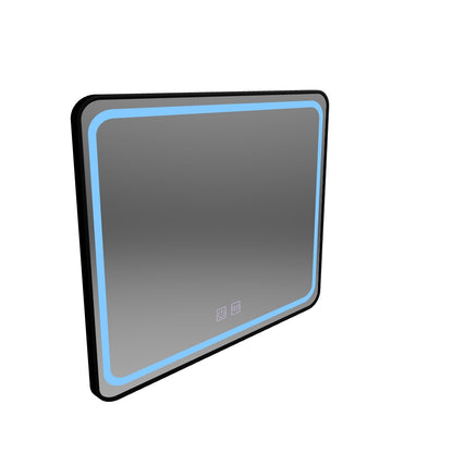 Specchio rettangolare a LED 80x60 cm - Sistema EDGE Touch Demister, cornice nera