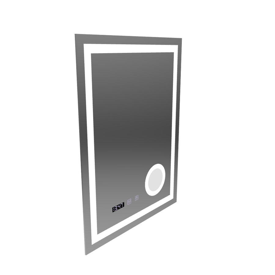 NIVERA LED Touch Mirror Sistema antiappannamento, orologio e temperatura 60x80 cm Lente cosmetica