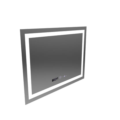 Specchio LED rettangolare, 80x60 cm, Verite MotionGlow Marcello, sistema antiappannamento, orologio e termometro, dimmerabile