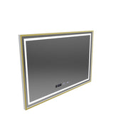 Specchio rettangolare a LED, 120x80 cm, Verite Royale Gold MotionGlow Marcello, sistema antiappannamento, orologio e termometro, dimmerabile