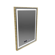 Specchio rettangolare a LED, 60x80 cm, Verite Royale Gold MotionGlow Marcello, sistema antiappannante, orologio e termometro, dimmerabile