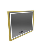 Specchio rettangolare a LED, 80x60 cm, Verite Royale Gold MotionGlow Marcello, sistema antiappannante, orologio e termometro, dimmerabile