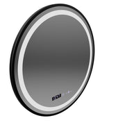 Specchio rotondo a LED, 100 cm, Celeste Majesté Noir MotionGlow Marcello, sistema antiappannamento, orologio e termometro, dimmerabile