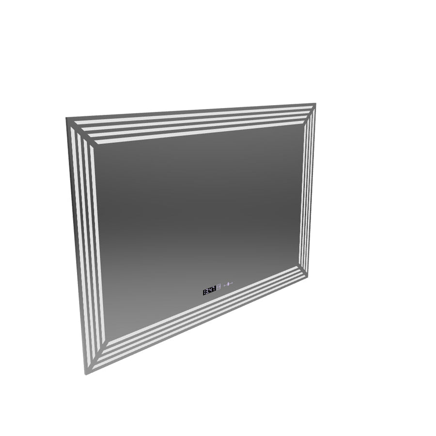 Specchio LED rettangolare, 120x80 cm, Venezia Sensor MotionGlow Marcello, Sistema Demister, Orologio e Termometro, Dimmerabile