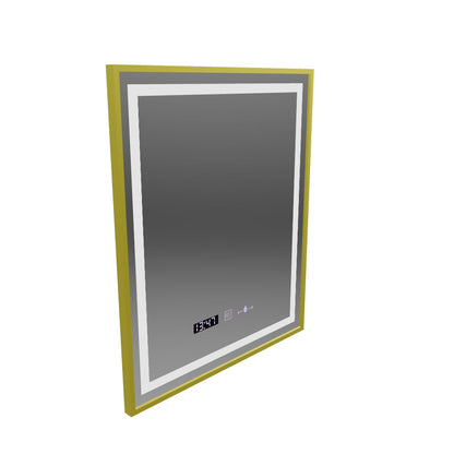 Oglinda LED Rectangulara, 75x90cm, Verite Royale Gold MotionGlow Marcello, Sistem Dezaburire, Ceas & Termometru, Dimabila