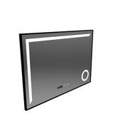 Specchio LED Sensore MotionGlow Sofia con funzione Disappannante Termometro Orologio 110x75 cm Luce Calda/Fredda/Neutra Dimmerabile, Cornice Nera Spazzolata, Collezione Marcello Funghi