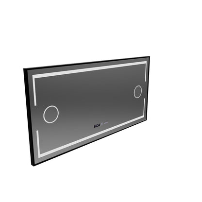 Specchio LED rettangolare, 160x80 cm, sensore MotionGlow Marcello, sistema antiappannamento, orologio e termometro, lente d'ingrandimento cosmetica, dimmerabile