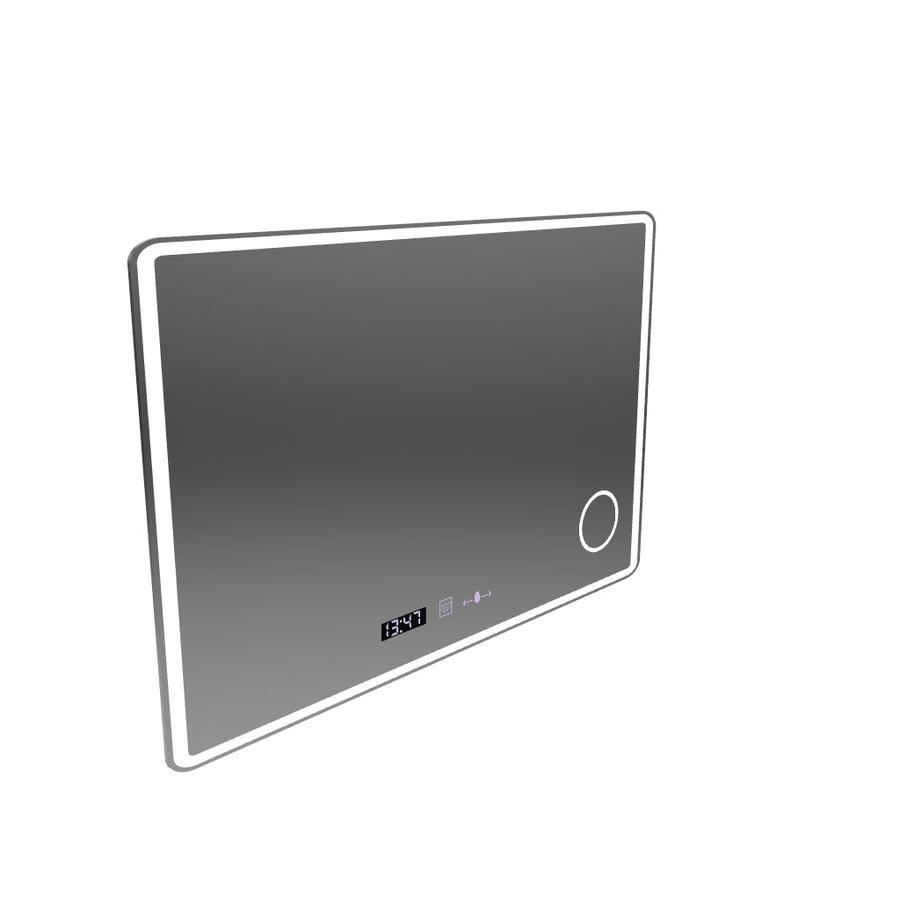 Specchio LED rettangolare 120x80 Aura Riflesso Puro MotionGlow Marcello, Sistema Demister, Termometro e Orologio, Dimmerabile