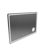 Specchio rettangolare a LED, 90x60 cm, Velour MotionGlow Marcello, sistema antiappannamento, orologio e termometro, lente d'ingrandimento cosmetica, dimmerabile