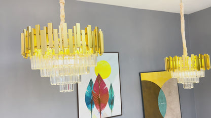 Lampadario BLOIS Petito, diametro 30 cm, 3x E14 oro lucido, altezza regolabile
