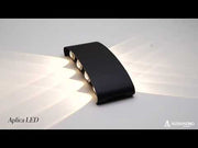 Lampada da Parete Fantas LED per Esterni e Interni, 8 Sorgenti x 1W, IP65, Metallizzato, Nero, 3000K
