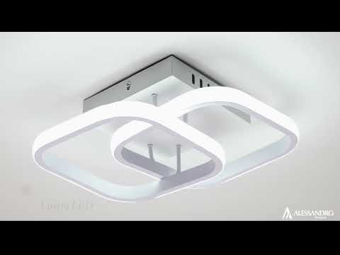 Lampadario LED VERTEX Matrix, diamanti sovrapposti, struttura in metallo, 24W, 2 diamanti, luce fredda/calda/neutra 3000K/4000K/6000K, bianco