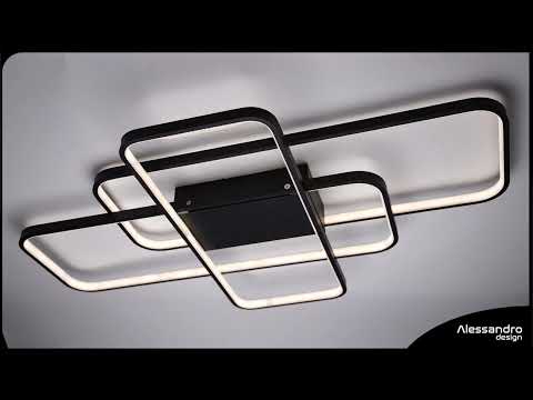 Lampadario LED IANUSIS con telecomando 95W, 3 Elementi, Luce Fredda/Calda/Neutra, Dimmerabile, Nero