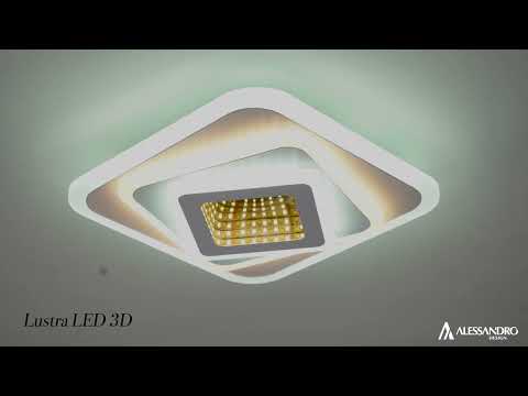 Lustra LED NEXA 3D 46W, Patrata, lumina Rece/Calda/Neutra , Alb