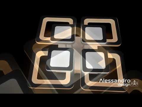 Lampadario LED con telecomando SUSAN 96W, 4 Quadrati, Luce Fredda/Calda/Neutra, Dimmerabile, Bianco