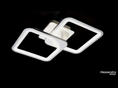 Lampadario LED con telecomando ZOE 41W, 2 Quadrati, Luce Fredda/Calda/Neutra, Dimmerabile, Bianco