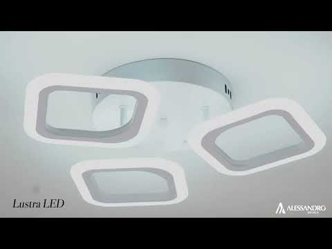 Lampadario LED ERIKA 20W, 3 Quadrati, Luce Calda/Neutra/Fredda, Bianco, Metallo e Acrilico