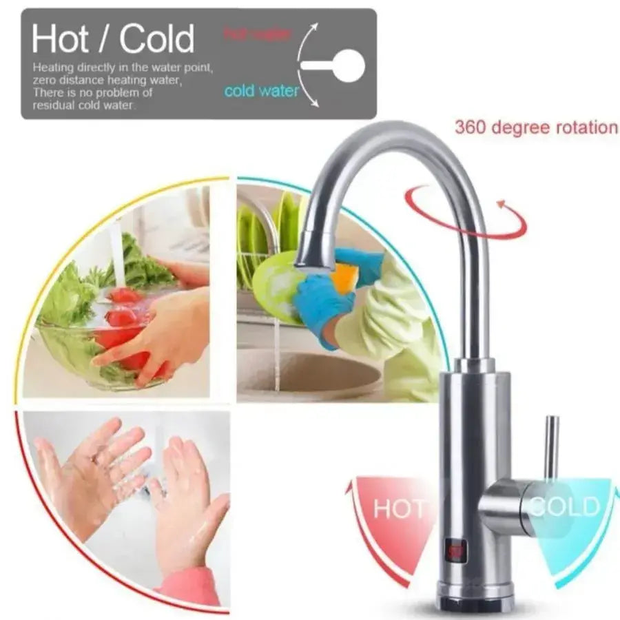 Rubinetto elettrico istantaneo per acqua calda, display LCD, cromato, rubinetti sanitari LZ701SS Titolo predefinito Alessandro Design