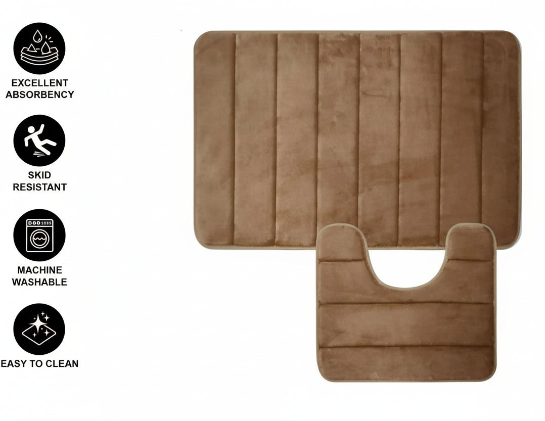 Tappeti da bagno, 80x50 cm / 50x40 cm, Marrone, Antiscivolo, Assorbente, Set di 2 Tappeti da bagno Titolo predefinito Alessandro Design