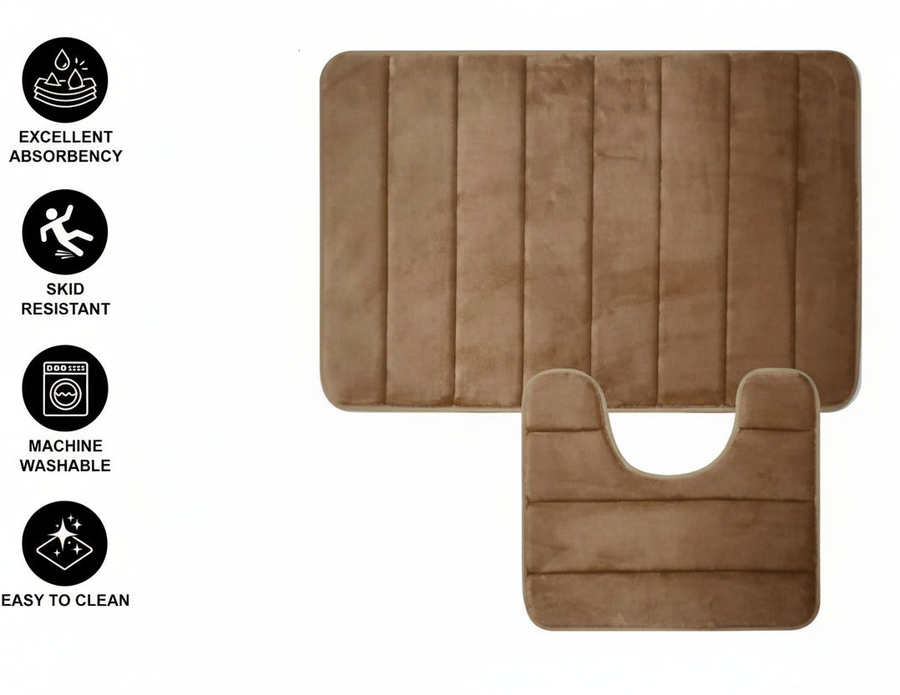 Tappeti da bagno, 80x50 cm / 50x40 cm, Marrone, Antiscivolo, Assorbente, Set di 2 Tappeti da bagno Titolo predefinito Alessandro Design