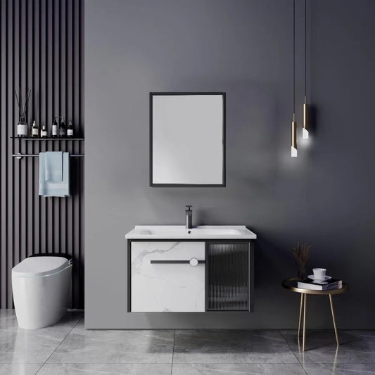 Set Mobili Bagno con Specchio 60x47 cm 3 Pezzi Mobili Bagno Bianco Nero Titolo predefinito Alessandro Design