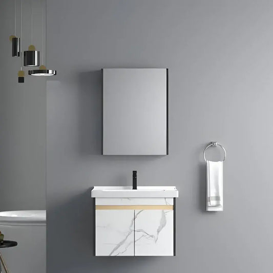 Set Mobili da Bagno con Specchio 61x48 cm 3 Pezzi Bianco Titolo predefinito Alessandro Design
