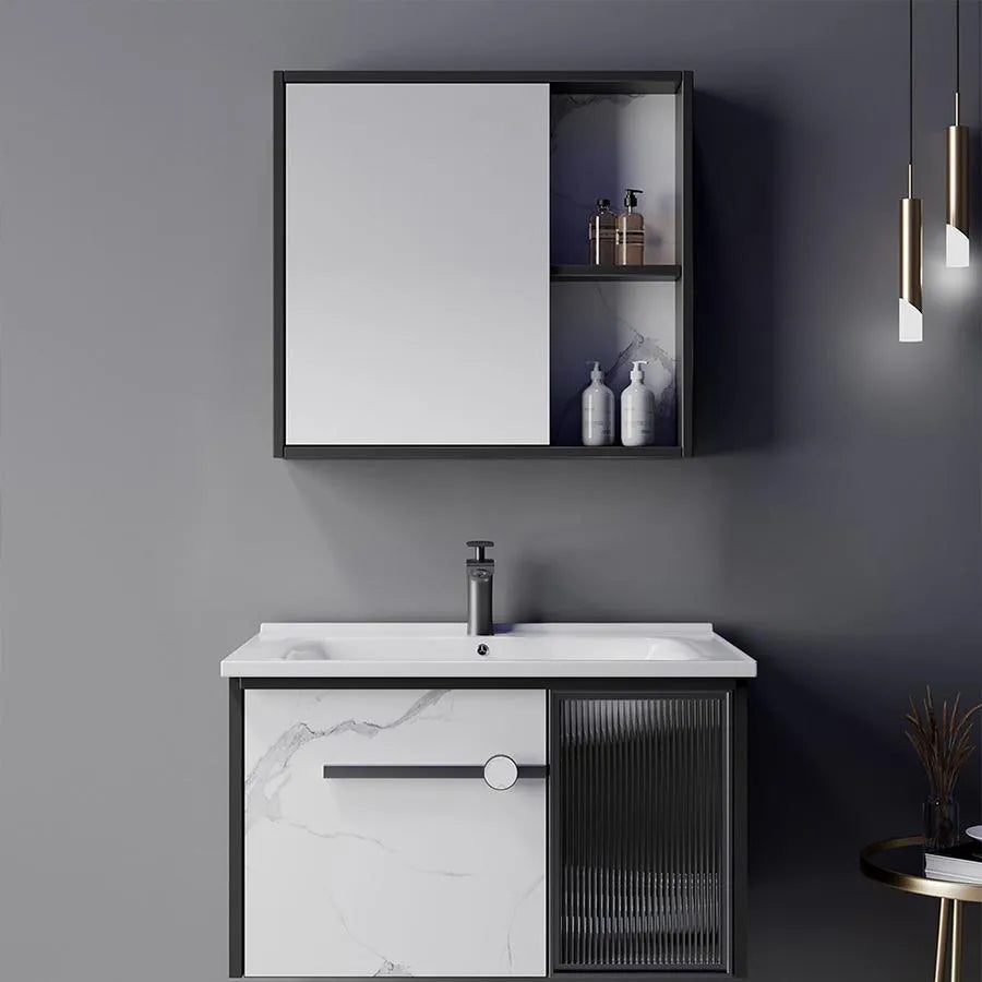 Set Mobili Specchio per Bagno 80x47 cm 3 Pezzi Mobili Bagno Bianco Nero Titolo predefinito Alessandro Design