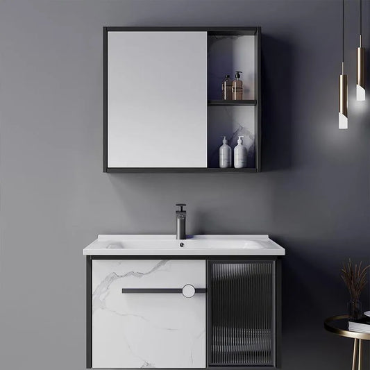 Set Mobili Specchio per Bagno 80x47 cm 3 Pezzi Mobili Bagno Bianco Nero Titolo predefinito Alessandro Design