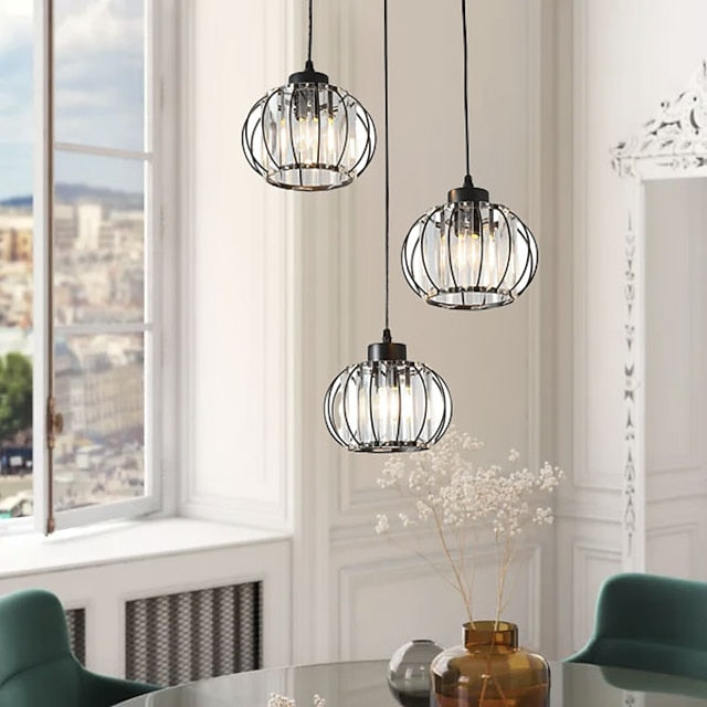 Lampadario Classico Moderno, Sospeso, Monica LC910/3LBK, 3 X E27, Nero, Metallo e Vetro, Altezza Regolabile Lampadari Classici Titolo predefinito Alessandro Design