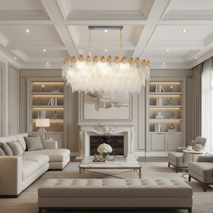 Lampadario Cristallo MURANO Supremo 10xE14, 100x40 cm, Oro, Altezza Regolabile, Metallo e Cristallo
