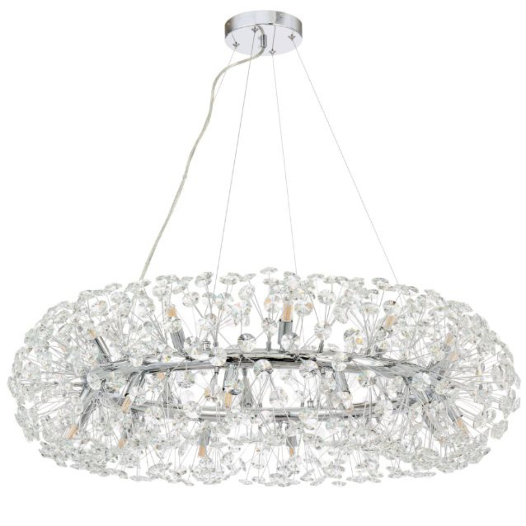 Candelabru Cristal MINUET 12x G9, Diametru 60cm, Argintiu Lucios, Inaltime Reglabila Candelabre Cristal Default Title Alessandro Design