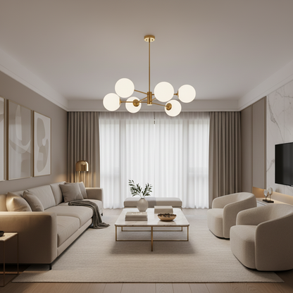 Lampadario a sospensione LOFT, 6x E27, Oro