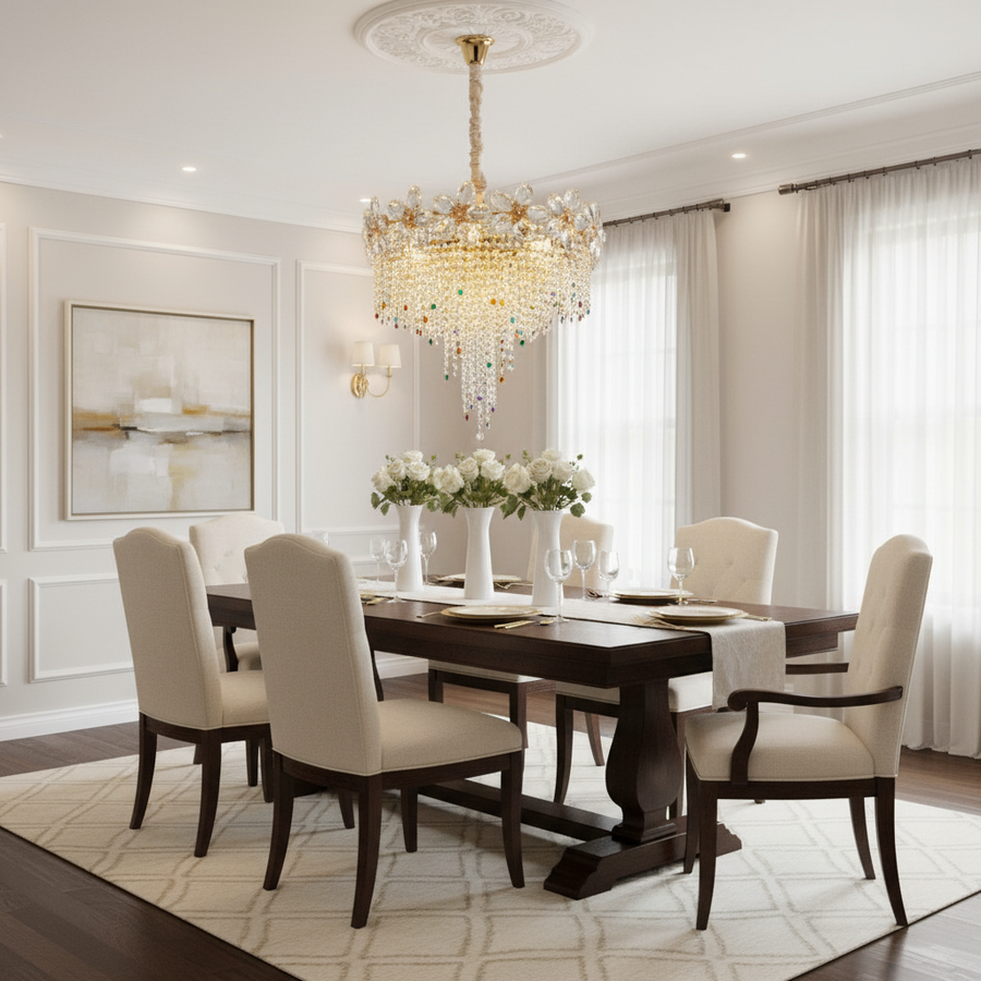 Lampadario in Cristallo BLOSSOM Magno, 8xE14, 60cm, Oro Lucido, Altezza Regolabile, Metallo e Cristallo Lampadari in Cristallo Titolo predefinito Alessandro Design