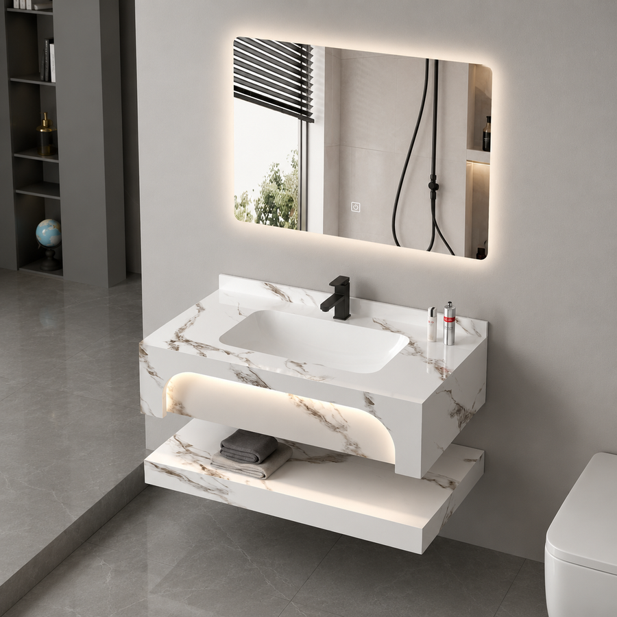 Set mobili da bagno VELIN, 60 cm, 3 pezzi, mobili da bagno bianchi Titolo predefinito Alessandro Design