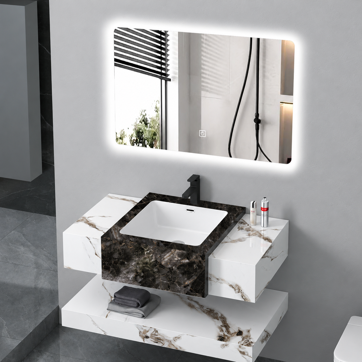 Set mobili da bagno VANTA, 80 cm, 3 pezzi, mobili da bagno bianchi Titolo predefinito Alessandro Design